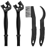 Pumwoy 4 Cepillo Limpia Cadenas Moto Bicicleta, Limpiador de Cadena de Bicicleta Herramienta de Limpieza para Moto Bici (Negro)