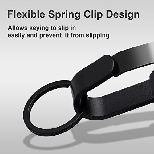 KINBOM 2pcs Tactical Key Holders for Duty Belt and 4pcs Key Rings, Stainless Steel Tactical Stealth Key Ring Holder Clip for Police and Fire agencies Men for 1.5-1.85inch Wide Duty Belts (Black)