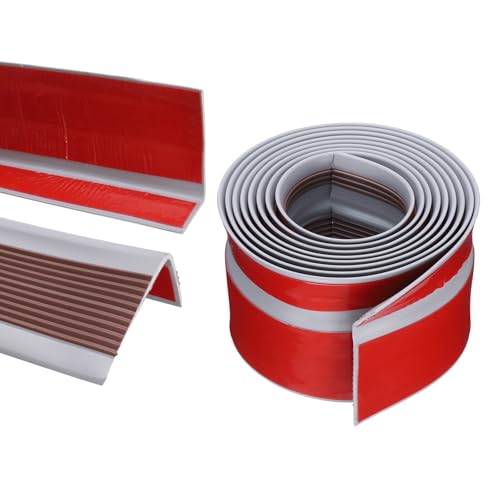 QUARKZMAN Stufenkantenschutz, rutschfeste Treppenstufenkante, selbstklebende Treppenstufenleisten für den Innen- und Außenbereich, Zuhause, Büro, Braun (2,2 m)