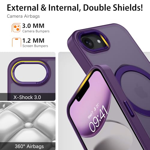 Coque Magsafe iPhone 16E antichoc intégrale avec béquille violette - 3
