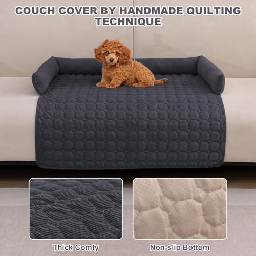 LiveGo Dog Sofa Bed, Pet Couch Covers, Non Slip Cover For Dogs/Pets, Breathable Dog Sofa Cover, Washable Dog Bed For Sofa, Sofa Protectors From Pets Cooling Mat (Dark grey, 90 x 90 x 12cm)