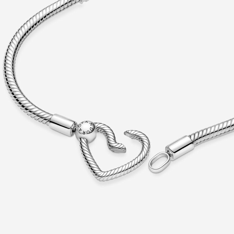 Pandora Moments Heart Clasp Snake Chain Bracelet - Charm Bracelet for Women - Compatible Moments Charms - Gift for Her - Sterling Silver - With Gift Box - Image 6
