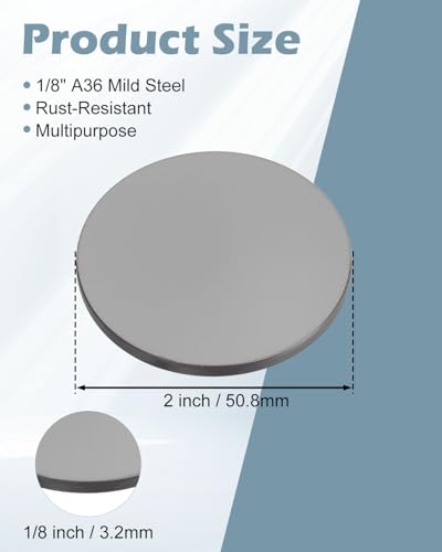 Image of Steel Metal Plate 1 /8 inch x 2 inch Diameter Disk 2 Pcs A36 Weldable Steel Sheet Base Round Plate for Construction (2 in, 2 Pcs)