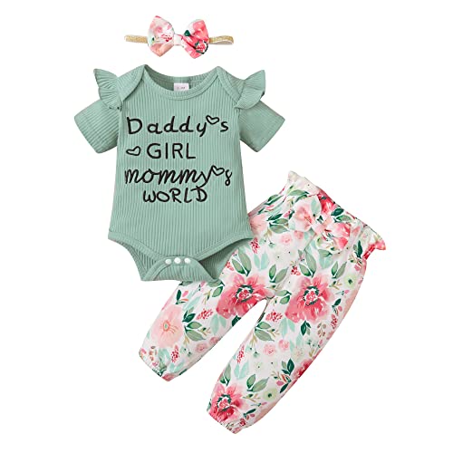 Image of Renotemy Newborn Infant Baby Girl Clothes Summer Outfits Infant Romper Pants Cute Toddler Girl Clothes Gift Set