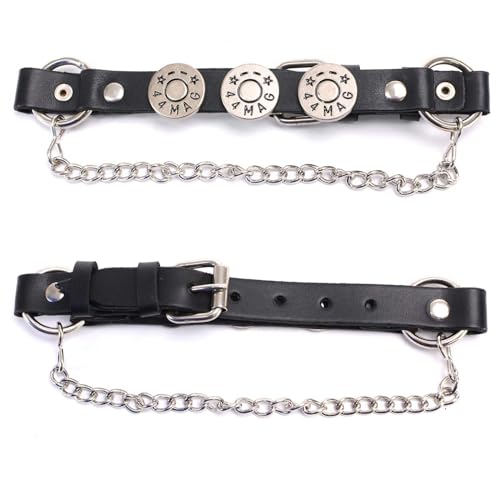 Milwaukee Leather MLA3004 Silver Biker Chain for Motorcycle Boots with 44 MAG Medallion - MLA3004-CHAIN2
