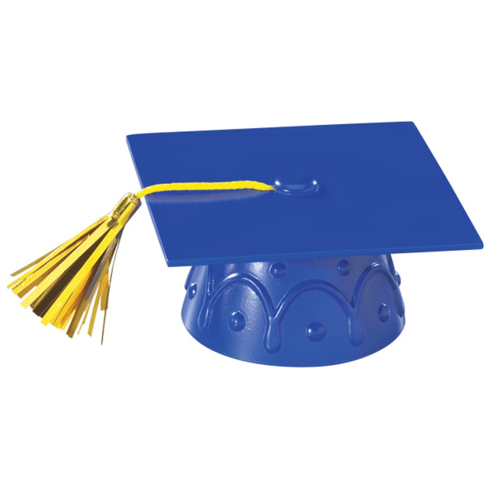 Plastic Graduation Cap Cake Topper with Graduation Diploma Layon (Blue)