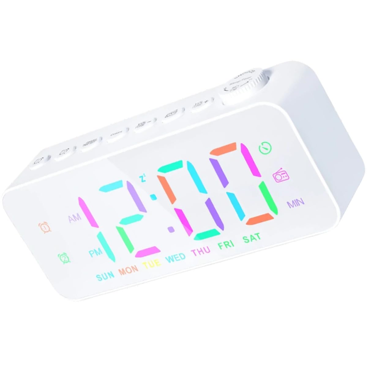 Mipcase Despertador Cargador USB Reloj Radio Despertador Digital Pantalla LED Grande Blanco Salida USB para Dormitorio y Escritorio