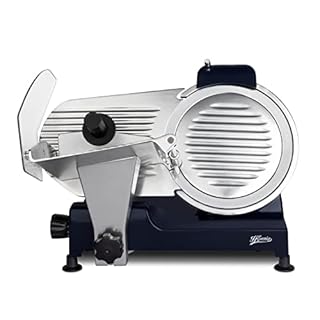 H.Koenig Trancheuse électrique à jambon, viande, saucisson, charcuterie MSX256, professionnelle, précise, épaisseur de la coupe 0-12 mm, lame italienne 25 cm, aiguiseur intégré, large plateau, 282 rpm