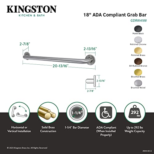 Kingston Brass Gdr814187 Silver Sage 18-Inch X 1-1/4-Inch Od Ada Grab Bar, Brushed Brass #TOP2