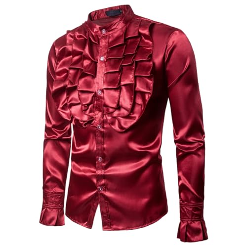 Vintage 70s Frill Ruffle Dress Shirt for Men Gothic Punk Retro Tee Silk Cravat Shirt Halloween3