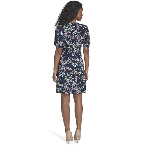 Image of Tommy Hilfiger Women's Short Puff Sleeve V-Neck Shift Mini Dress