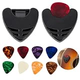 Boîte de Rangement pour Médiators Guitare avec 8 Médiators 1,2 mm, Support Médiators Adhés...