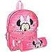 Pret - Sac à dos Minnie Mouse - Disney - Rose - Enfant - Ecole - Primaire - Maternelle - Garderie - Crèche - Cartable fille - Taille 31 cm - Bretelles réglables + Trousse