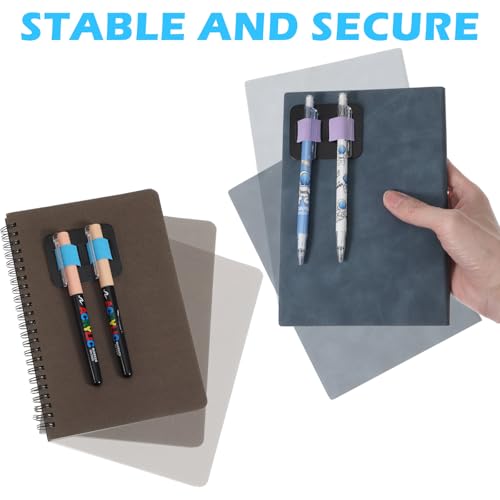 Image of Tyqour 6Pcs Pen Loop Holder for Notebook, Self Adhesive Double Journal Pen Holder Clip, Elastic Leather Design Pencil Loop for Notebooks Clipboard Journal Calendar Planner Stylus Pens Accessories