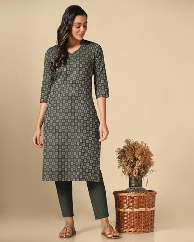 Image of Hritika Self Design Viscose Rayon Kurta & Trousers Set (HRKB0048)