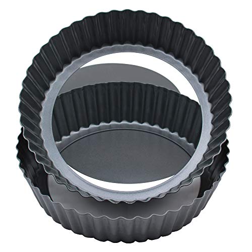 9.5-Inch Round Tart/Quiche Pan 2-Inch Height with Removable Base Bottom, Deep Dish Pie Non-Stick Pan