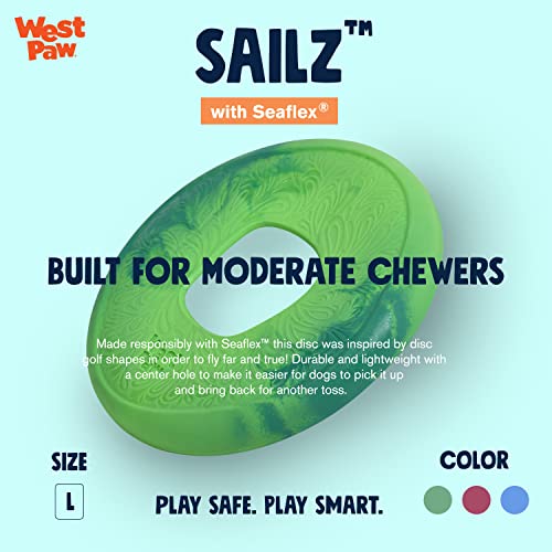 WEST PAW Seaflex Sailz Dog Toy Flying Disc – Machine Washable Dog Toys for Moderate Chewers – Eco-Friendly Zogoflex Toys for Dogs – Perfect for Gnawing, Fetch, Catch, Pet Training – Emerald - Image 3