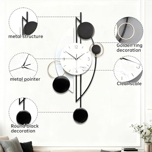 Horloge murale verticale COSLIFE design géométrique minimaliste et silencieuse - 3