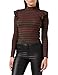 Produktbild Urban Classics Damen Ladies Rib Striped Volant Turtleneck L/S Langarmshirt, Mehrfarbig (Green/Black/Firered 01315), XS EU