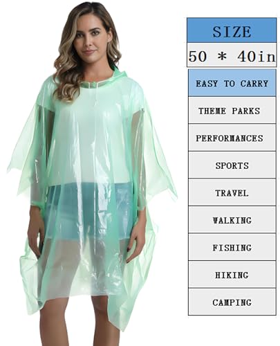 Image of 4 /6 /12 Pack Disposable Rain Ponchos for Adults - Emergency Rain Poncho for Camping Hiking Travelling