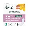 Naty Damenbinden Normal ohne Flügel | 100% zertifizierte Bio-Baumwolle auf der Haut | Zertifiziert hautverträglich | Ohne Parfüm, 0% konventionelles Plastik | Absorbierender Schutz | 14 Binden