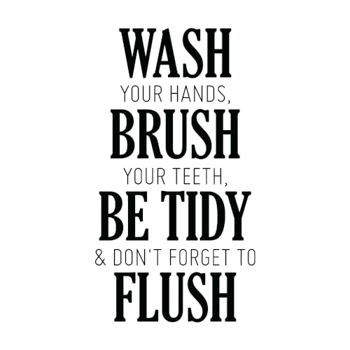 Sticker en vinyle noir Wash-Brush-Be Tidy-Flush pour mur de douche