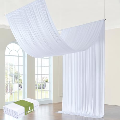 Htper 10ft x 20ft Wrinkle Free White Ceiling Drapes for...
