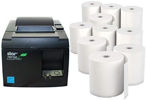 Star MicronicsTSP 143IIU Receipt Printer Productivity Bundle - Easy to Use - USB Printer - Dark Gray - Compatible with Square Stand - Includes Ten (10) Rolls of Receipt Paper
