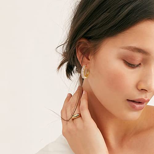 Gloquat Cz Gold Hoop Earrings 14K Gold Plated Hoop Earrings For Women Vintage Cubic Zirconia Hoop Earrings Fashion Round Circle Hoops Earrings For Women Girls #TOP2