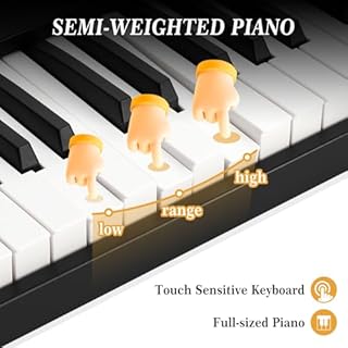 88 Key Weighted Folding Keyboard,Full Size Electric Piano Keyboard 88 Keys with for Beginners,Portable Case,Sustain Pedal,Black and White,Digital Piano Carry Bag,Note Sticker,Holder,Headphone