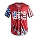 American Flag Shirt USA Baseball Jersey for Men 4th of July USA Shirt Men Short Sleeve Button Jersey (Red, L)