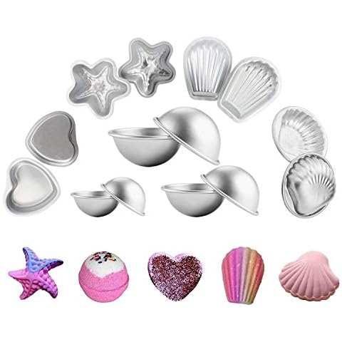 Moldes de Bomba de baño DIY Kit, 14 PCS Bath Bomb Mold DIY seifenform Bombas de Baño Metal Bomba Cover