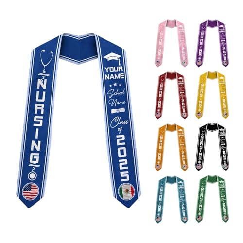 MonkeyVan Personalized Graduation Stole for Nursing Student, Nursing Stole Graduation 2025, RN Nursing Sash Grad Gifts S300