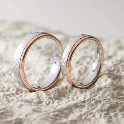 Image of Matching Rings Titanium Steel Rose Gold Plated Couple Rings Wedding Band His and Her Ring