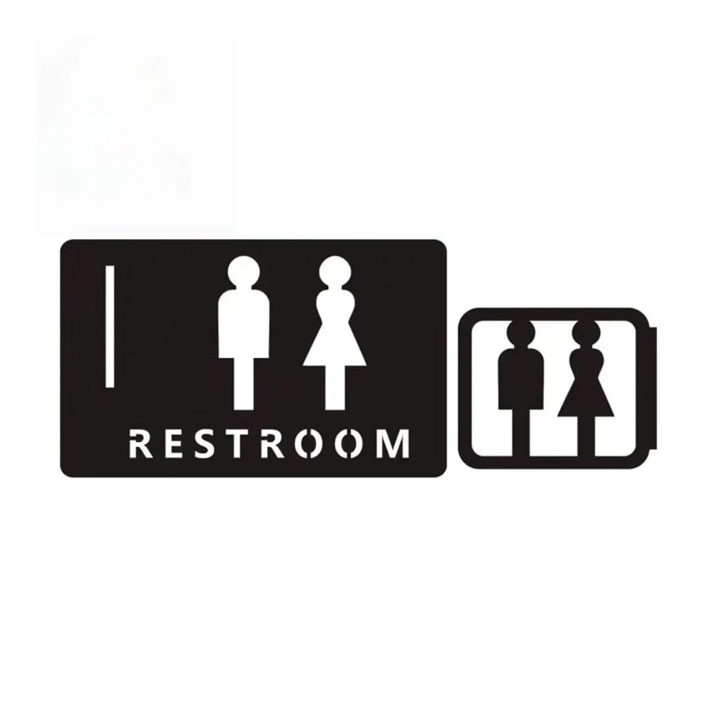 Acryl-Toiletten-Symbol mit selbstklebender Rückseite, für Badezimmer, Toilette, für Hotel, Büro, Zuhause, Restaurant (schwarz, 20 x 15 cm)