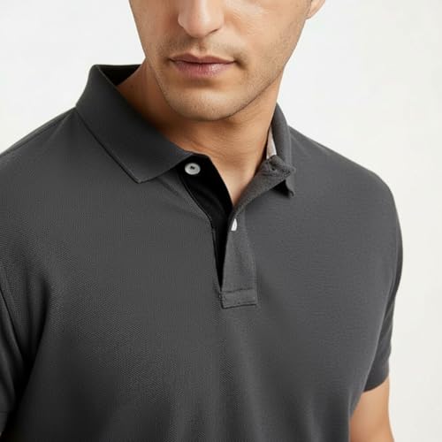 Image of Men's Premium Cotton Pique Polo T-Shirt, Classic Fit Short Sleeve Casual Summer Shirt, Soft & Breathable Fashion Polo