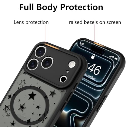 Image of KANGHAR Case for iPhone 17 Pro Max Stars Pattern | [Compatible with Magsafe] Cute Protective Magnetic Case for Girls Women Men Black