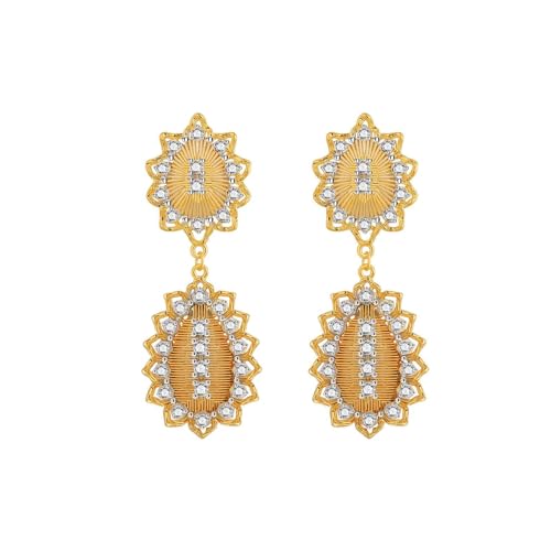 KnSam Boucles d'Oreilles Pendantes en plaqué or et oxydes de zirconium style vintage pour femme