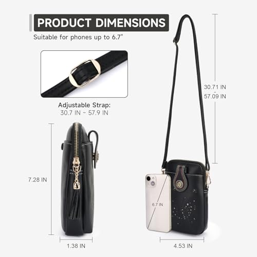 Image of KITEVIUN Small Crossbody Bags for Women, Lightweight Mini Cute Cell Phone Purse for Women with Tassel Shining Butterfly