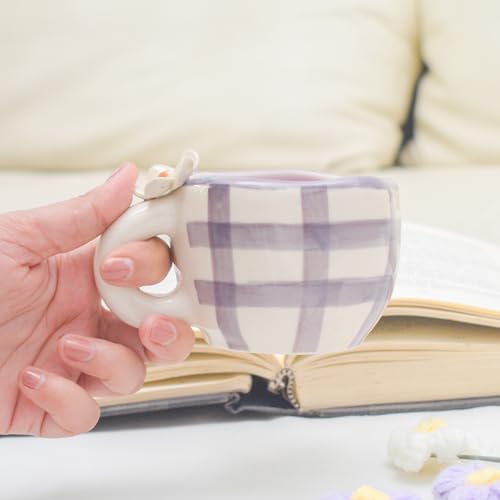 Image of Daisy Ceramic Mug | Handmade Cup | Gift to Best Friend | Aesthetic Cute Mug | Coffee Tea /Milk Mugs (Purple)