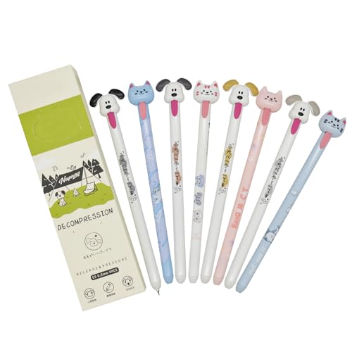 Maydahui 24 Pcs Fun Cat Dog Tongue-out Pens Release Pressure Pens Cute Cat Dog Gel Pens Novelty Animal Pens Black Ink for Dog Cat Lovers Shcool Office Supplies Party