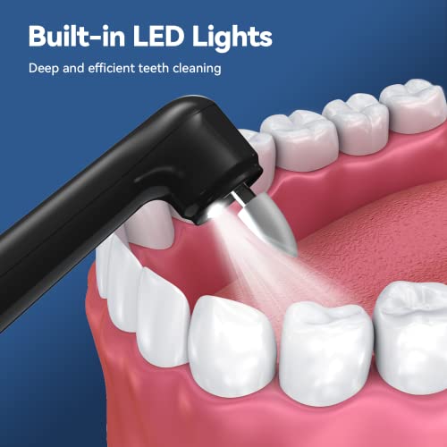Image of Tooth Polisher Rechargeable,Tooth Buffer Polisher with 5 Replacement Heads & Cleaning Modes, USB Rechargeable, Ipx6 Waterproof, Teeth Black Stain Remover for Adults & Kids Black