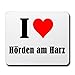 EXCLUSIVO: Tapete de ratón "I Love Hörden am Harz" en Blanco, una gran idea para un regalo para sus socios, colegas y muchos más!- regalo de Pascua, Pascua, ratón, Palmrest, antideslizante, juegos de jugador, cojín, Windows, Mac OS, Linux, ordenador, portátil, PC, oficina, tableta, Amo, Made in Germany.