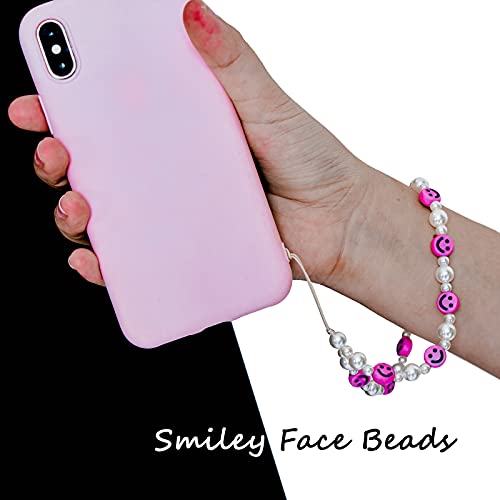 Vatogon Beaded Phone Strap Y2K Beaded Phone Charms Smiley Face Fruit Star Letter Pearl Handmade Rainbow Acrylic Polymer Clay Beads Keychain For Women Girls (3Pcs-F) #TOP1