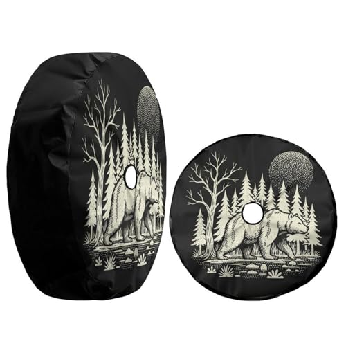 Image of Delerain Spare Tire Cover with Backup Camera Hole Bear Silhouette Wheel Covers Waterproof Dust-Proof UV Sun Universal Fit for RV Trailer RV SUV Truck (17 Inch for Diameter 31 inch-33 inch)