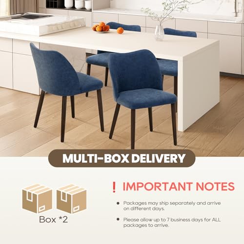 Image of Wooden Dining Chairs Set of 4, Upholstered Kitchen Dining Room Chair, Modern Farmhouse Dinner Chair for Restaurant & Cafe, Blue