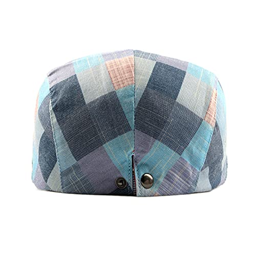 Kadble Mens Adjustable Colorful Striped Plaid Newsboy Golf Cap Flat Thin Summer Cap (Grayish Blue) #TOP2