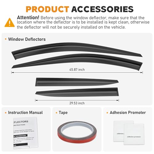 Image of Shatterproof Taped-On Window Deflectors for Kia Sportage 2023-2025, Rain Guards, Window Visors for Car, Vent Deflector, 4pcs