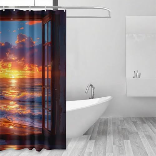 Rideau de douche lavable anti-adhérence avec ourlet lesté polyester imperméable 150x180 - 3