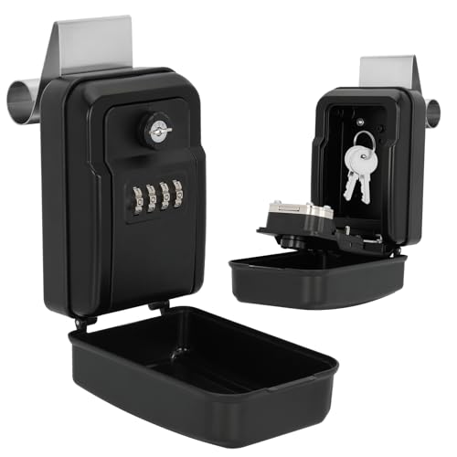 2025 Upgrade Car Key Lockbox, Window Mount box, Car Window Punch Button Lock Box, Vehicle Window Lock Box fit for Ride Share, Turo, GetAround, includes 2 backup keys for emergency access (Black)